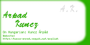 arpad kuncz business card